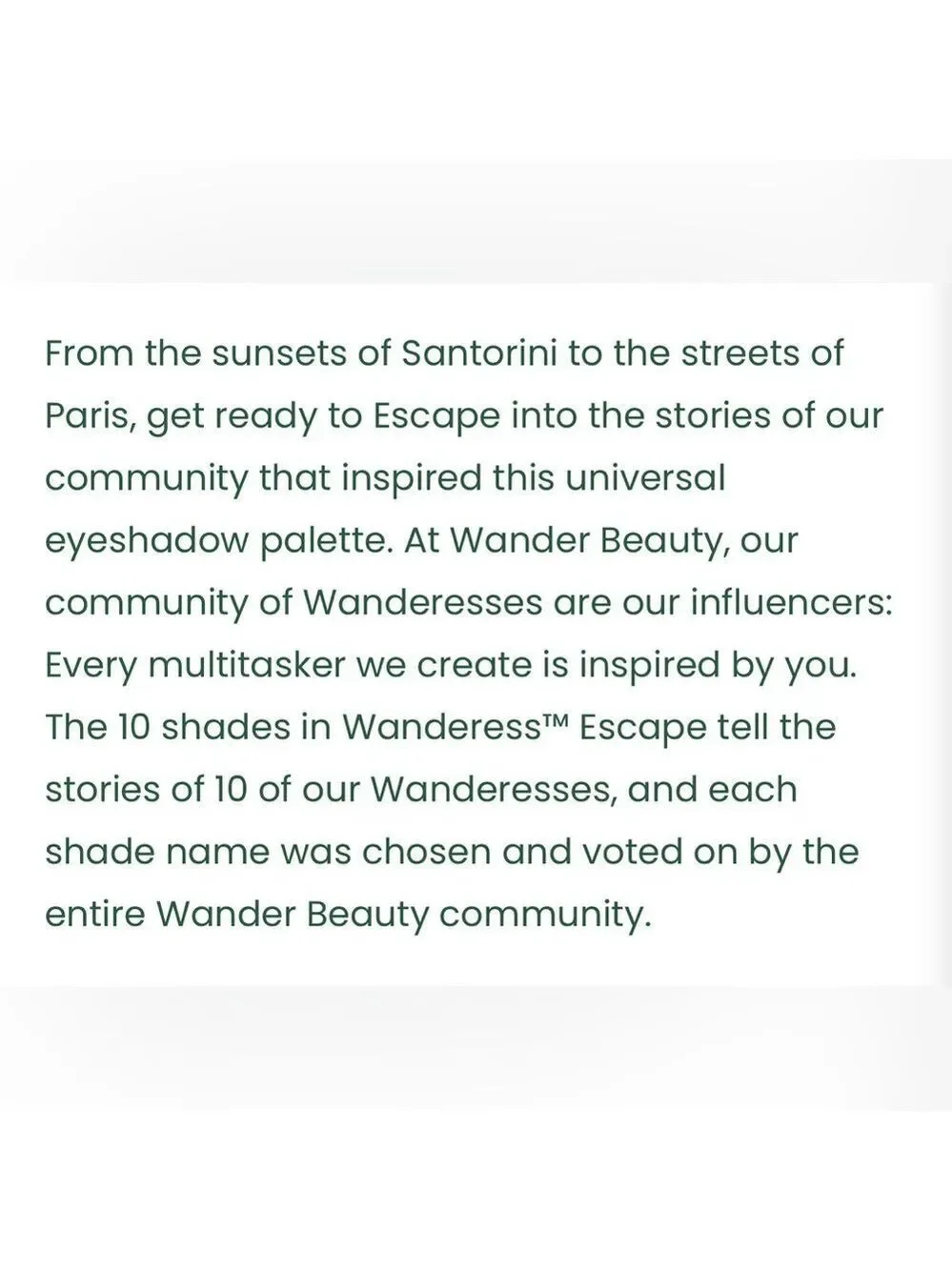 NIB Wander Beauty Wanderess Escape Eyeshadow Palette